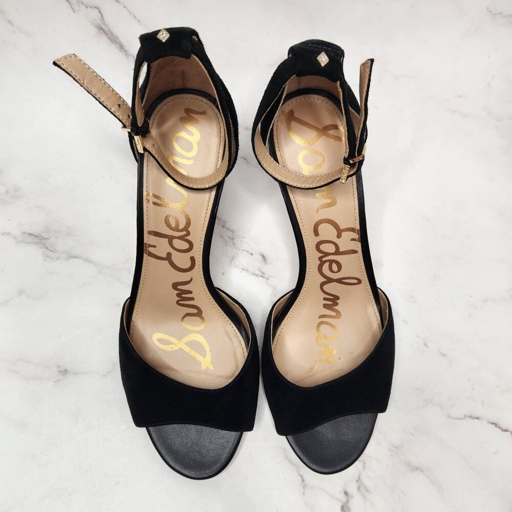 Sam Edelman Porchia Black Suede Stiletto Heels Ankle Strap Women's 7.5 - Picture 2 of 9